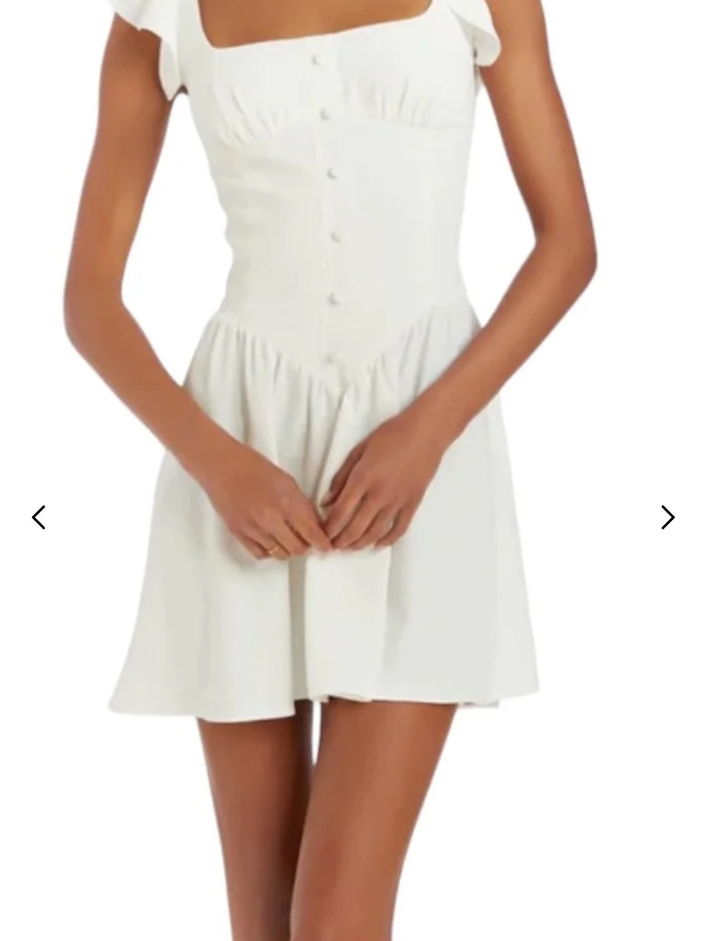 Amanda Uprichard White Holland Mini Dress with Ruffled Shoulders - Picture 3 of 7
